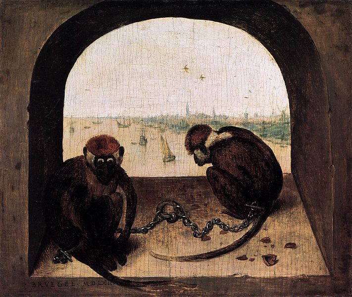 Pieter Bruegel the Elder Two Chained Monkeys